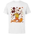 thumbnail image 1 of Disney Mickey Mouse Strolling Through Autumn Leaves Fall - Short Sleeve Cotton T-Shirt for Adults - Customized-White, 1 of 5