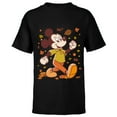 thumbnail image 1 of Disney Mickey Mouse Strolling Through Autumn Leaves Fall - Short Sleeve T-Shirt for Kids - Customized-Black, 1 of 5