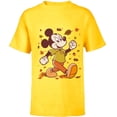 thumbnail image 1 of Disney Mickey Mouse Strolling Through Autumn Leaves Fall - Short Sleeve T-Shirt for Kids - Customized-Yellow, 1 of 5