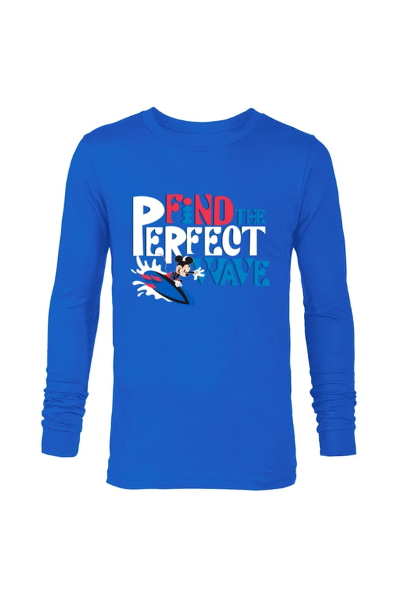 Mickey Mouse Summer Surfing Find the Perfect Wave- Long Sleeve T-Shirt for Men - Customized-Navy