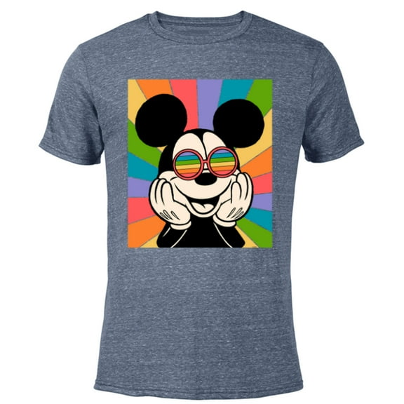 Disney Mickey Mouse Sun Burst Retro - Short Sleeve Blended T-Shirt for Adults - Customized-Navy Heather
