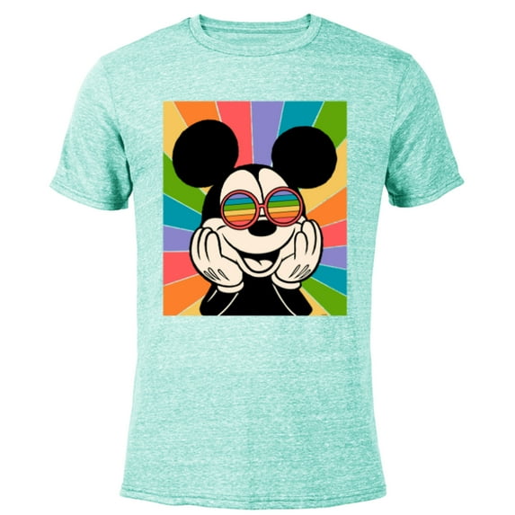 Disney Mickey Mouse Sun Burst Retro - Short Sleeve Blended T-Shirt for Adults - Customized-Ocean Blue
