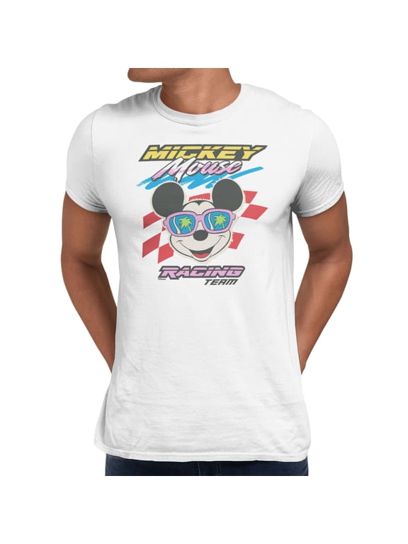 Mickey Mouse Sunglasses Racing Team Men's T-Shirt (White, S-XXXL)