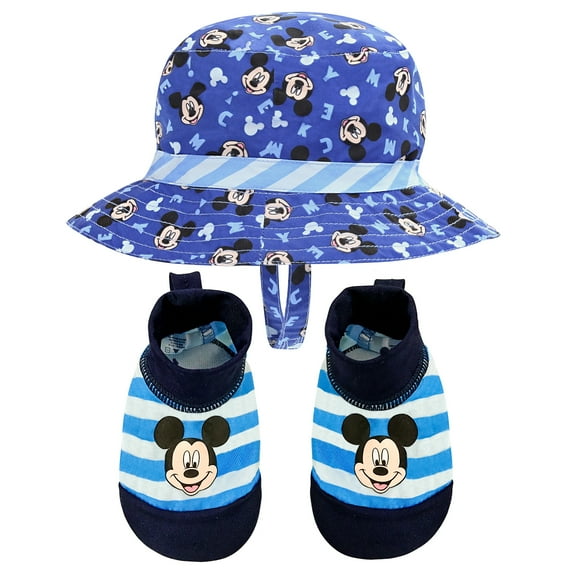 Disney Mickey Mouse Sunhat and Swim Booties 0-12 Months Blue - Toddler - Girl, Boy - Sun Hat