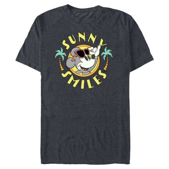 Disney Mickey Mouse Sunny Smiles Summer - Short Sleeve Blended T-Shirt for Adults - Customized-Navy Heather