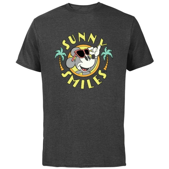 Disney Mickey Mouse Sunny Smiles Summer - Short Sleeve Cotton T-Shirt for Adults - Customized-Charcoal