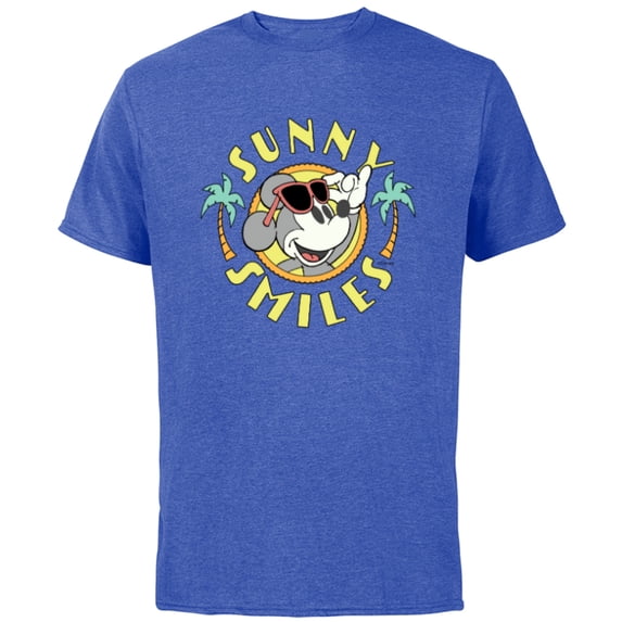 Disney Mickey Mouse Sunny Smiles Summer - Short Sleeve Cotton T-Shirt for Adults - Customized-Royal Heather