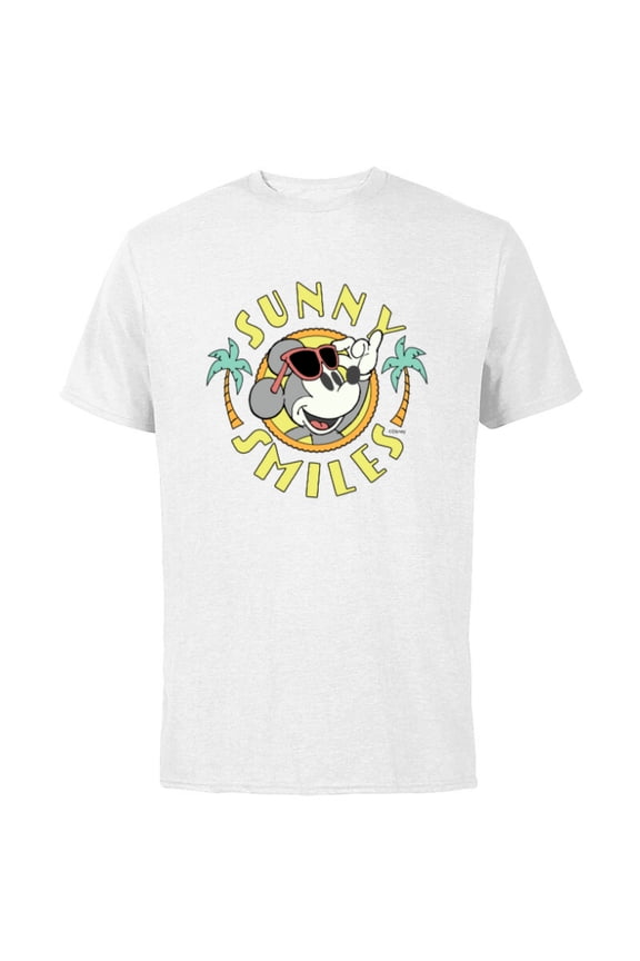 Mickey Mouse Sunny Smiles Summer - Short Sleeve Cotton T-Shirt for Adults - Customized-White