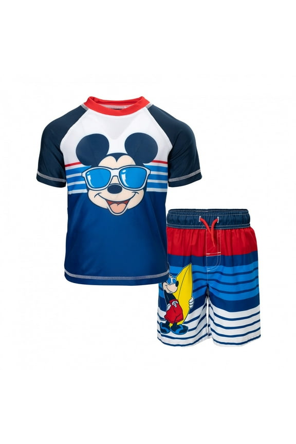 Disney Mickey Mouse Surfin' Toddler Swim Shorts and Rashguard Set-Toddler 2T