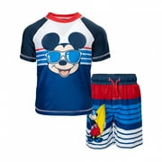 Disney Mickey Mouse Surfin' Toddler Swim Shorts and Rashguard Set-Toddler 4T