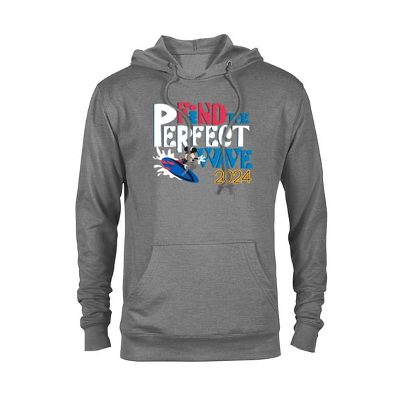 Disney Mickey Mouse Surfing Find the Perfect Wave 2024- Pullover Hoodie for Adults - Customized-Athletic Heather