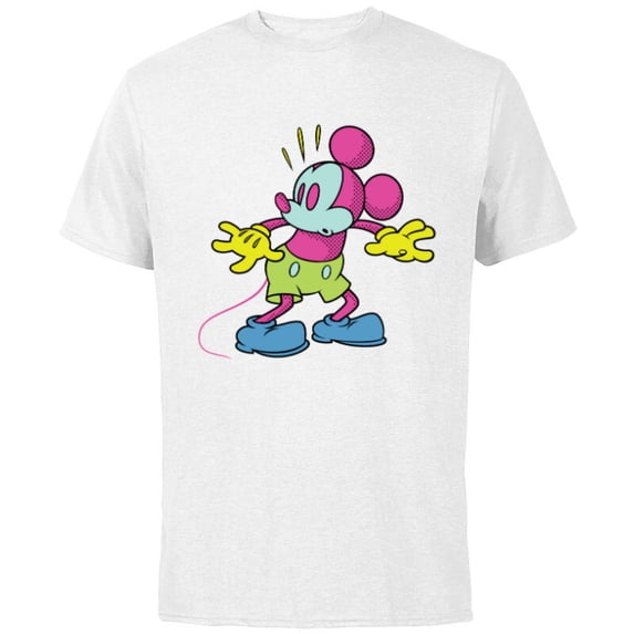 Disney Mickey Mouse Surprise Behind You Retro Pop Art - Short Sleeve Cotton T-Shirt for Adults - Customized-White
