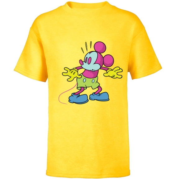Disney Mickey Mouse Surprise Behind You Retro Pop Art - Short Sleeve T-Shirt for Kids - Customized-Yellow