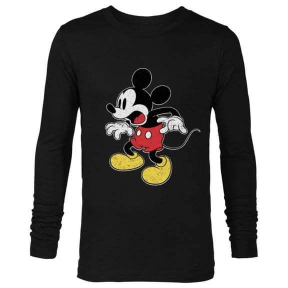 Disney Mickey Mouse Surprised - Long Sleeve T-Shirt for Men - Customized-Black
