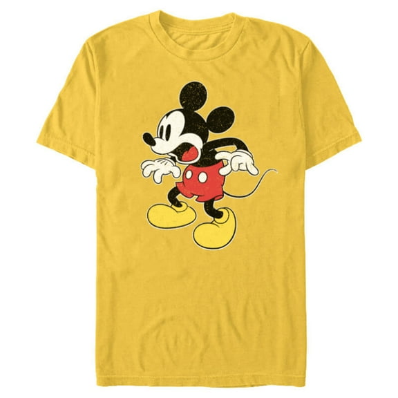 Disney Mickey Mouse Surprised - Short Sleeve Blended T-Shirt for Adults - Customized-Yellow