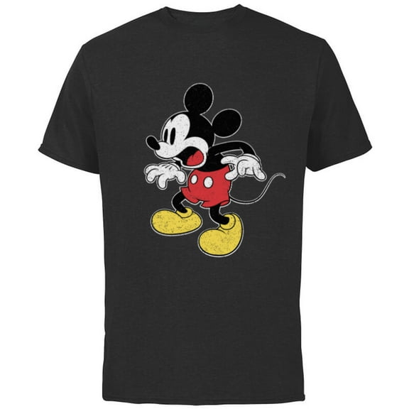 Disney Mickey Mouse Surprised - Short Sleeve Cotton T-Shirt for Adults - Customized-Black