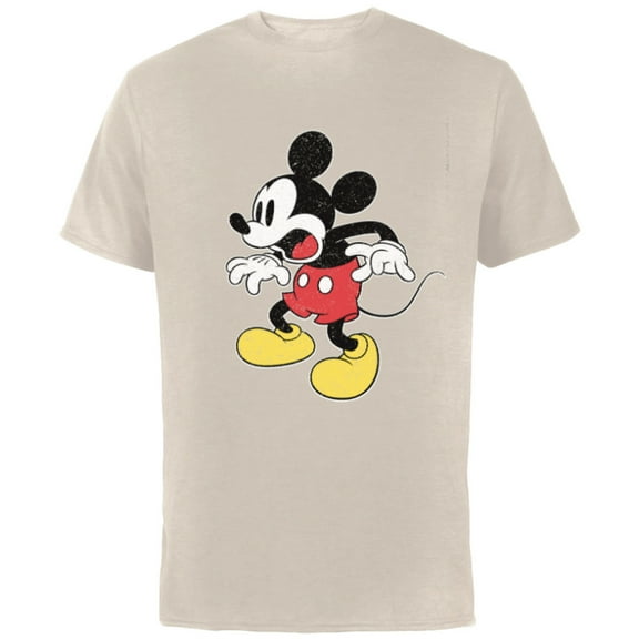 Disney Mickey Mouse Surprised - Short Sleeve Cotton T-Shirt for Adults - Customized-Natural