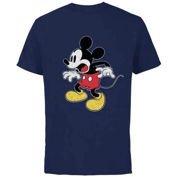 Disney Mickey Mouse Surprised - Short Sleeve Cotton T-Shirt for Adults - Customized-Navy
