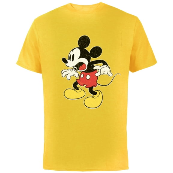 Disney Mickey Mouse Surprised - Short Sleeve Cotton T-Shirt for Adults - Customized-Yellow