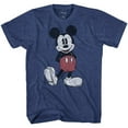 thumbnail image 1 of Disney Mickey Mouse T Shirt Distressed Character Pose Adult Cartoon Tee (Heather Navy, 3X-Large), 1 of 1