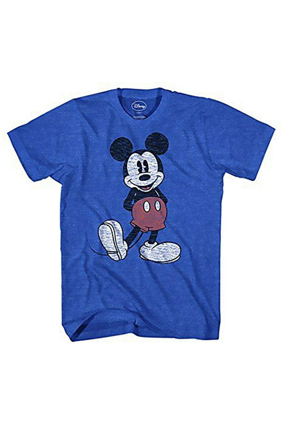 Mickey Mouse T Shirt Distressed Character Pose Adult Cartoon Tee (Royal Heather, XX-Large)