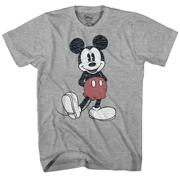 Disney Mickey Mouse T Shirt Distressed Character Pose Cartoon Heather Grey 2XL