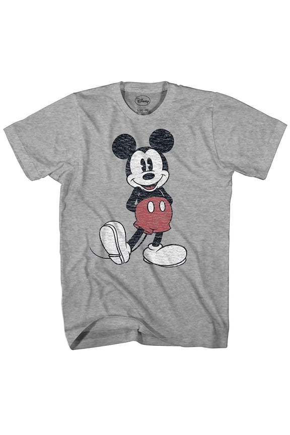 Disney Mickey Mouse T Shirt Distressed Character Pose Cartoon Heather Grey 2XL