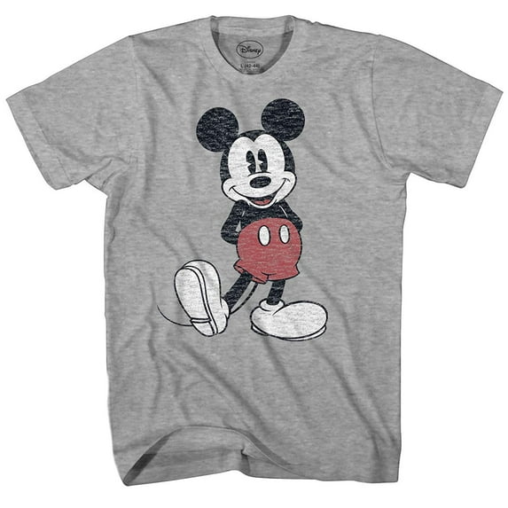 Disney Mickey Mouse T Shirt Distressed Character Pose Cartoon Heather Grey 2XL