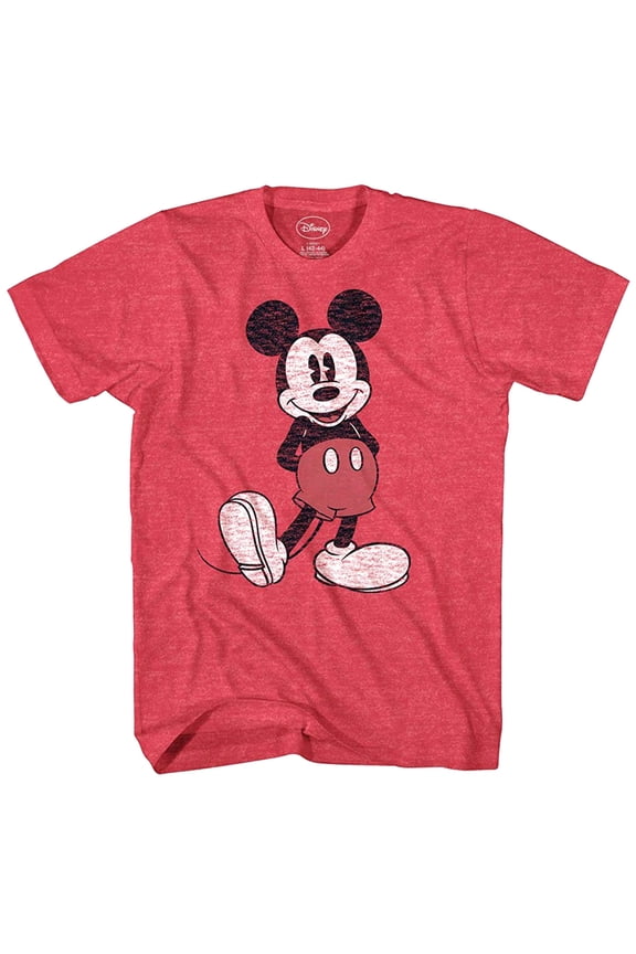 Mickey Mouse T Shirt Distressed Character Pose Cartoon Heather Red MD