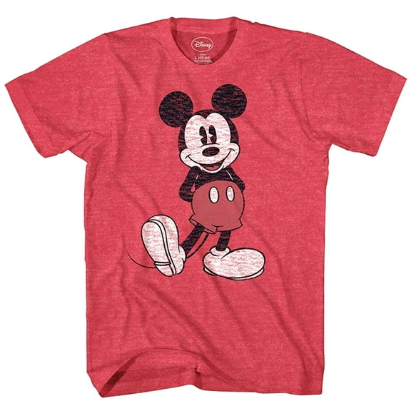 Disney Mickey Mouse T Shirt Distressed Character Pose Cartoon Heather Red SM