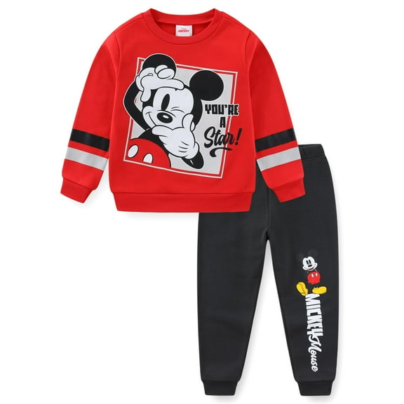 Disney Mickey Mouse T-Shirt Sweatshirt and Jogger Pants Set (Boys), 3 Piece Set, Sizes 2T-7