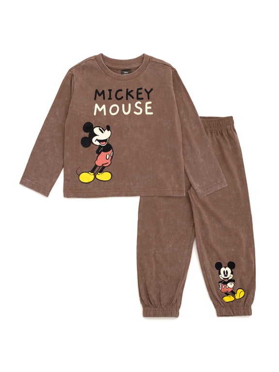 Mickey Mouse Little Boys' Tee and Wash Pants Set Deep Taupe