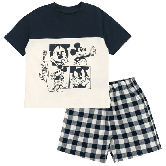 Disney Mickey Mouse T-Shirt and Shorts Outfit Set Plaid Toddler to Big Kid
