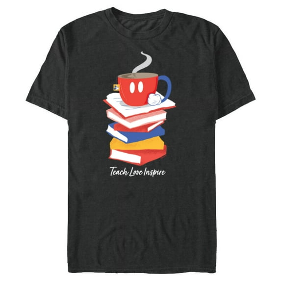 Disney Mickey Mouse Teacup Teach Love Inspire Teacher’s Day - Short Sleeve Blended T-Shirt for Adults - Customized-Dark Heather