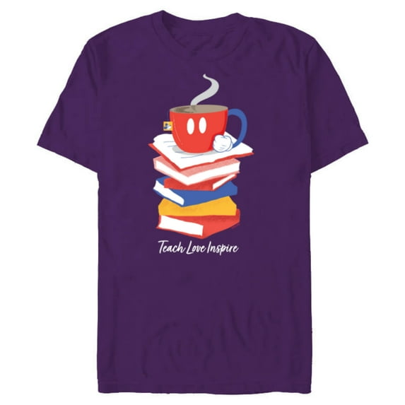 Disney Mickey Mouse Teacup Teach Love Inspire Teacher’s Day - Short Sleeve Blended T-Shirt for Adults - Customized-Purple