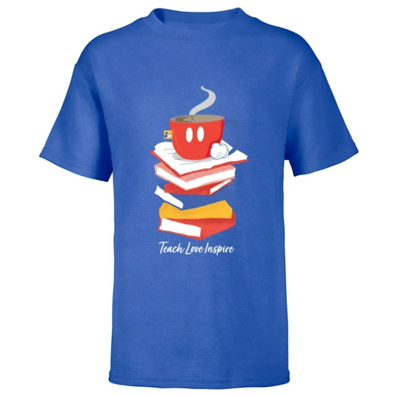 Disney Mickey Mouse Teacup Teach Love Inspire Teacher’s Day - Short Sleeve T-Shirt for Kids - Customized-Royal