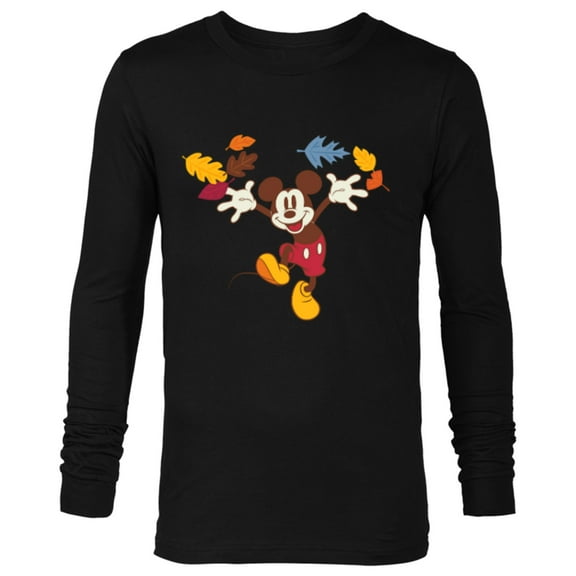 Disney Mickey Mouse Thanksgiving Autumn Fun - Long Sleeve T-Shirt for Men - Customized-Black