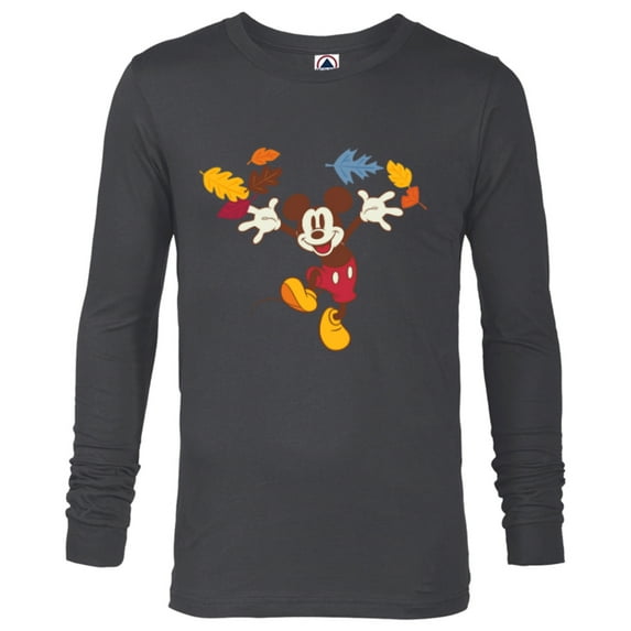 Disney Mickey Mouse Thanksgiving Autumn Fun - Long Sleeve T-Shirt for Men - Customized-Charcoal Heather