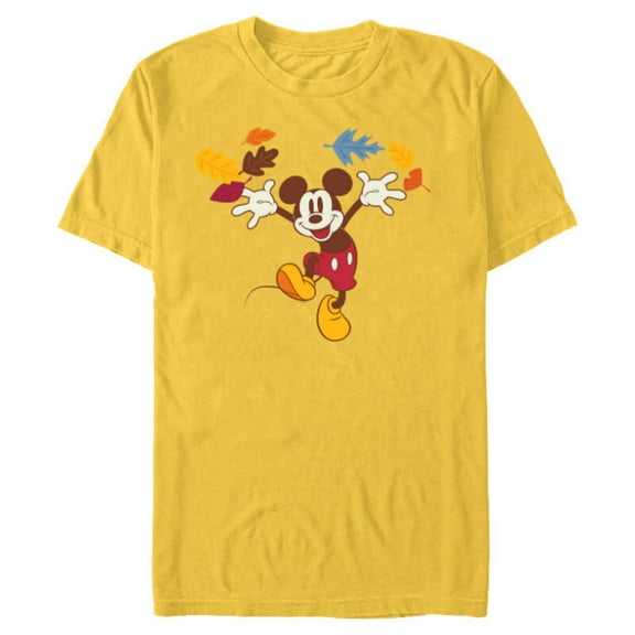 Disney Mickey Mouse Thanksgiving Autumn Fun - Short Sleeve Blended T-Shirt for Adults - Customized-Yellow