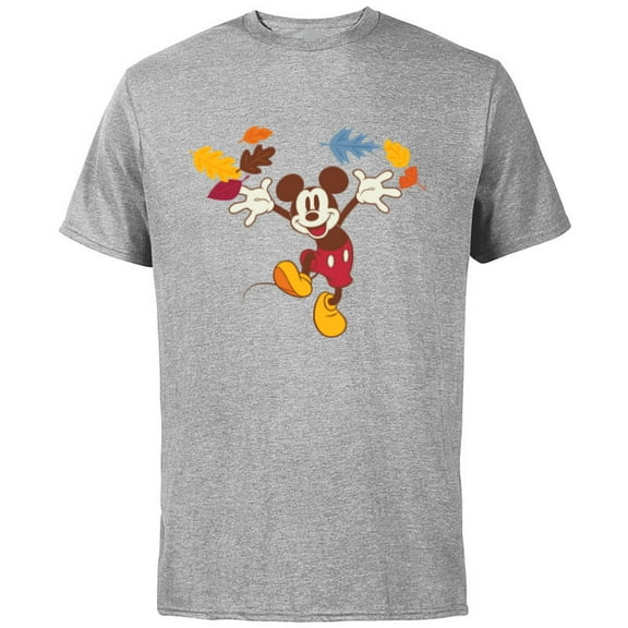 Disney Mickey Mouse Thanksgiving Autumn Fun - Short Sleeve Cotton T-Shirt for Adults - Customized-Athletic Heather