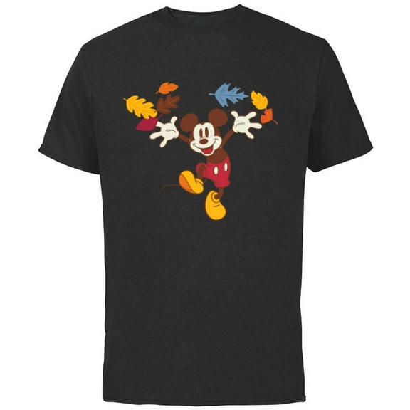 Disney Mickey Mouse Thanksgiving Autumn Fun - Short Sleeve Cotton T-Shirt for Adults - Customized-Black