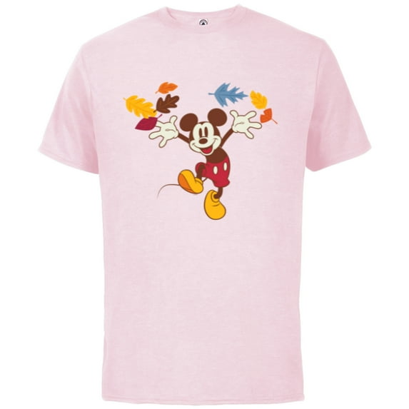 Disney Mickey Mouse Thanksgiving Autumn Fun - Short Sleeve Cotton T-Shirt for Adults - Customized-Soft Pink