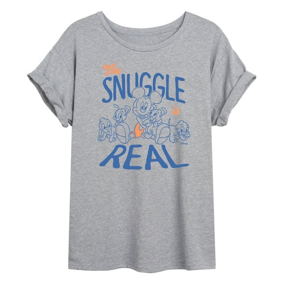 Disney - Mickey Mouse - The Snuggle Is Real - Juniors Ideal Flowy Muscle T-Shirt