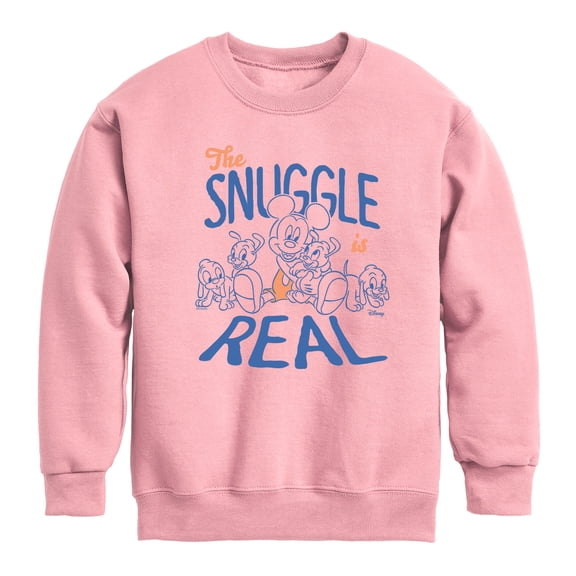 Disney - Mickey Mouse - The Snuggle is Real - Youth Crewneck Fleece Sweatshirt