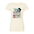 thumbnail image 1 of Disney - Mickey Mouse - The World Is Better With You In It - Juniors Fitted Graphic T-Shirt, 1 of 5