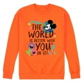 thumbnail image 1 of Disney - Mickey Mouse - The World Is Better With You In It - Men's Crew Neck Fleece Pullover, 1 of 6