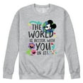 thumbnail image 1 of Disney - Mickey Mouse - The World Is Better With You In It - Men's Crew Neck Fleece Pullover, 1 of 5