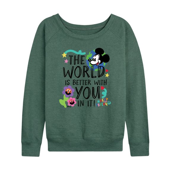 Disney - Mickey Mouse - The World Is Better With You In It - Women's Lightweight French Terry Long Sleeve Shirt