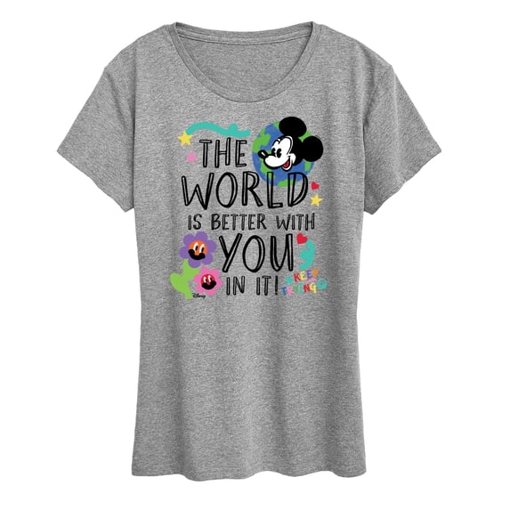 Disney - Mickey Mouse - The World Is Better With You In It - Women's Short Sleeve Graphic T-Shirt