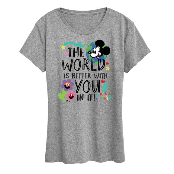Disney - Mickey Mouse - The World Is Better With You In It - Women's Short Sleeve Graphic T-Shirt